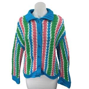 Zara Women's Multicolor Striped Long Sleeve Button Down Cardigan Sweater Top S